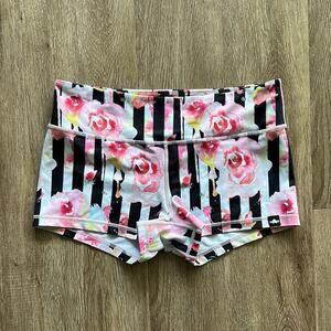 WOD Bottom Floral Striped Shorts Size Large Activewear Workout